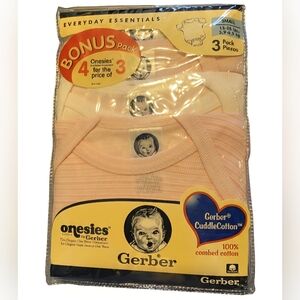 Vtg Pink Gerber Onesies Small 13-18 pounds 90s 100% Cotton NEW IN PACKAGE